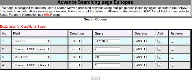 Advance searching
